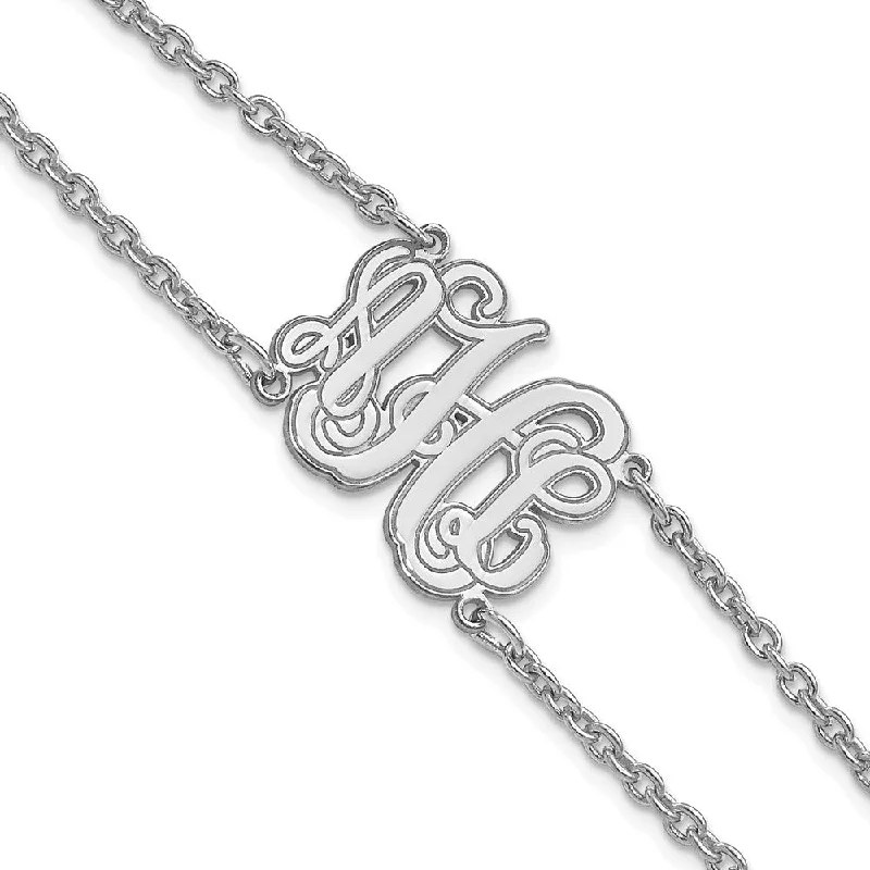 Women’s pearl bracelets-10KW Etched Outline Monogram Double Chain Bracelet-WBC-10XNA1264W