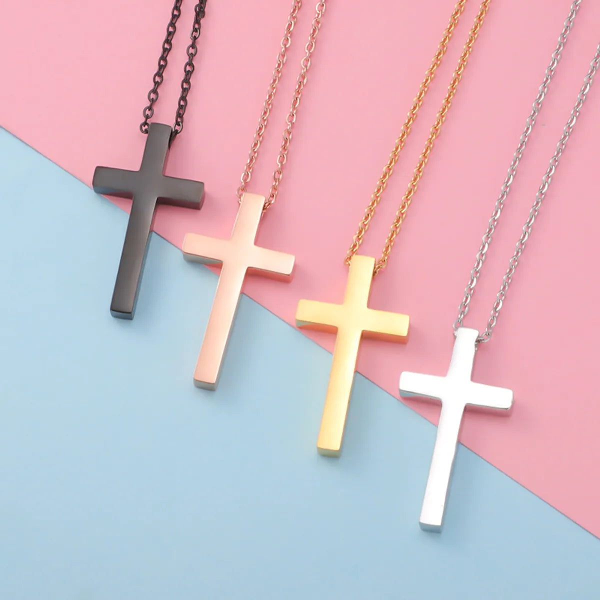 Women’s personalized necklaces-Fashion Cross Stainless Steel Patchwork Pendant Necklace