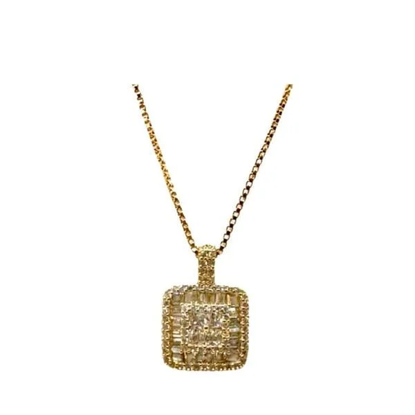 Women’s large pendant necklaces-CZ and Gold Vermeil Square/Bar Pendant (NGCP5584)