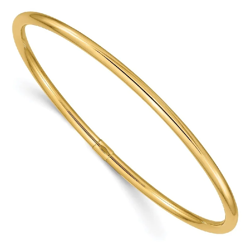 Women’s leather bracelets-14k Yellow Gold 3mm Round Tube Slip-on Bangle Bracelet, 8.25"