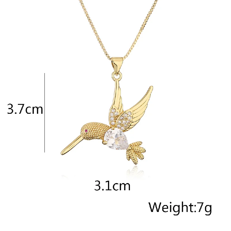 Women’s gold necklaces-Modern Style Bird Copper Plating Inlay Zircon 18k Gold Plated Pendant Necklace