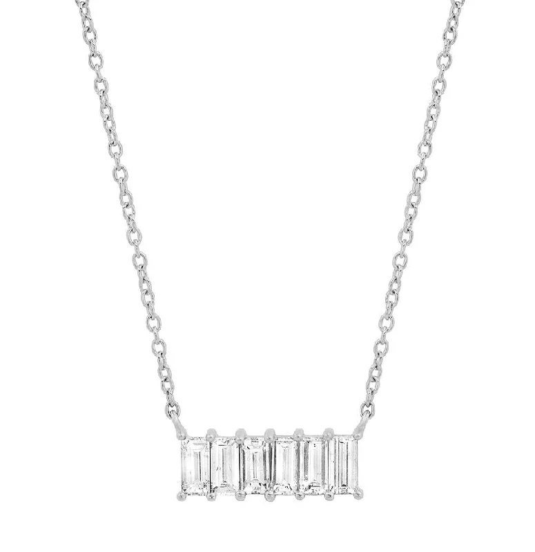 Women’s luxury pearl necklaces-Diamond Baguette Staple Necklace