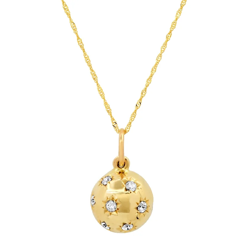 Women’s designer gemstone necklaces-Diamond  Starburst Ball Charm