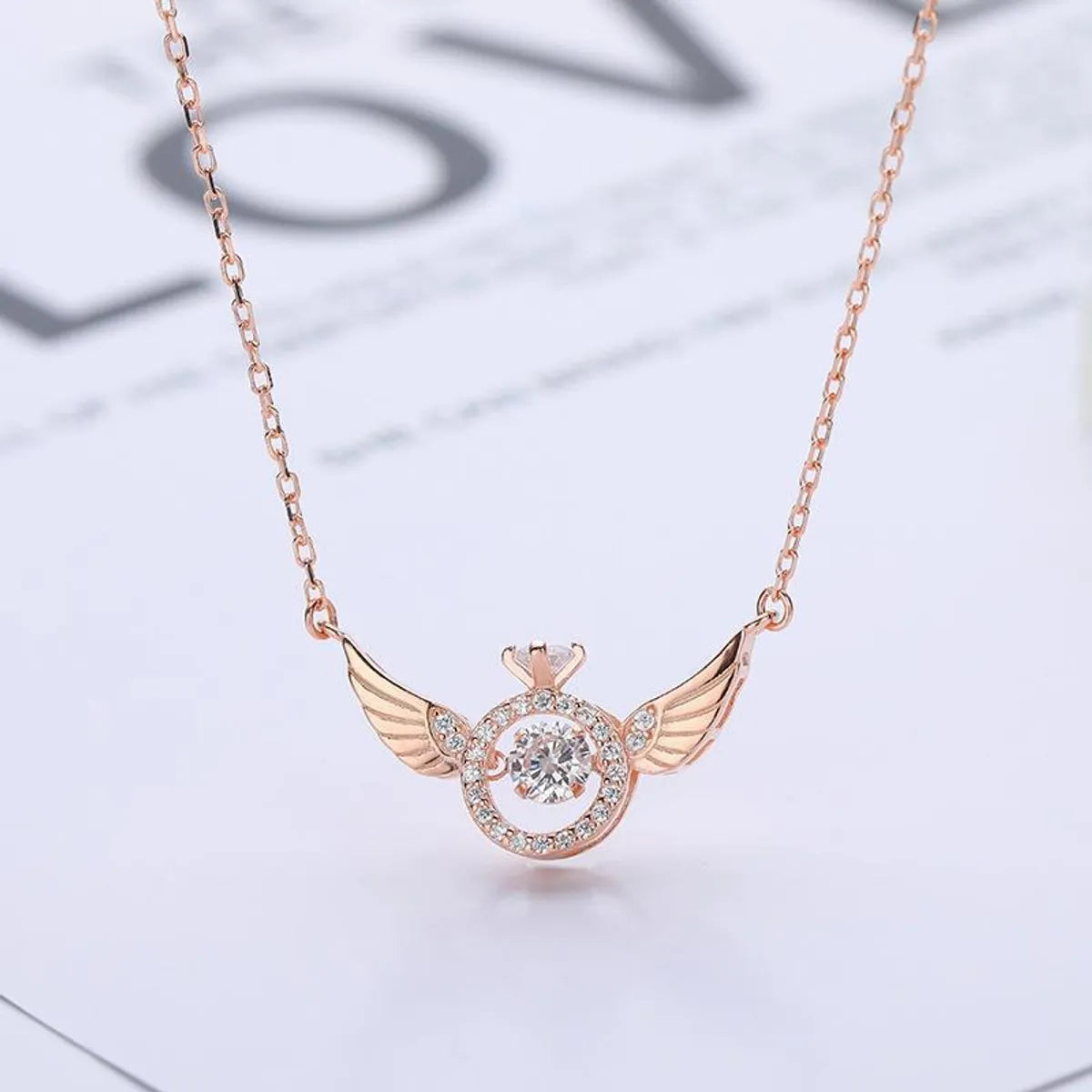 Women’s luxury diamond necklaces-Lady Crown Wings Copper Inlay Artificial Gemstones Pendant Necklace