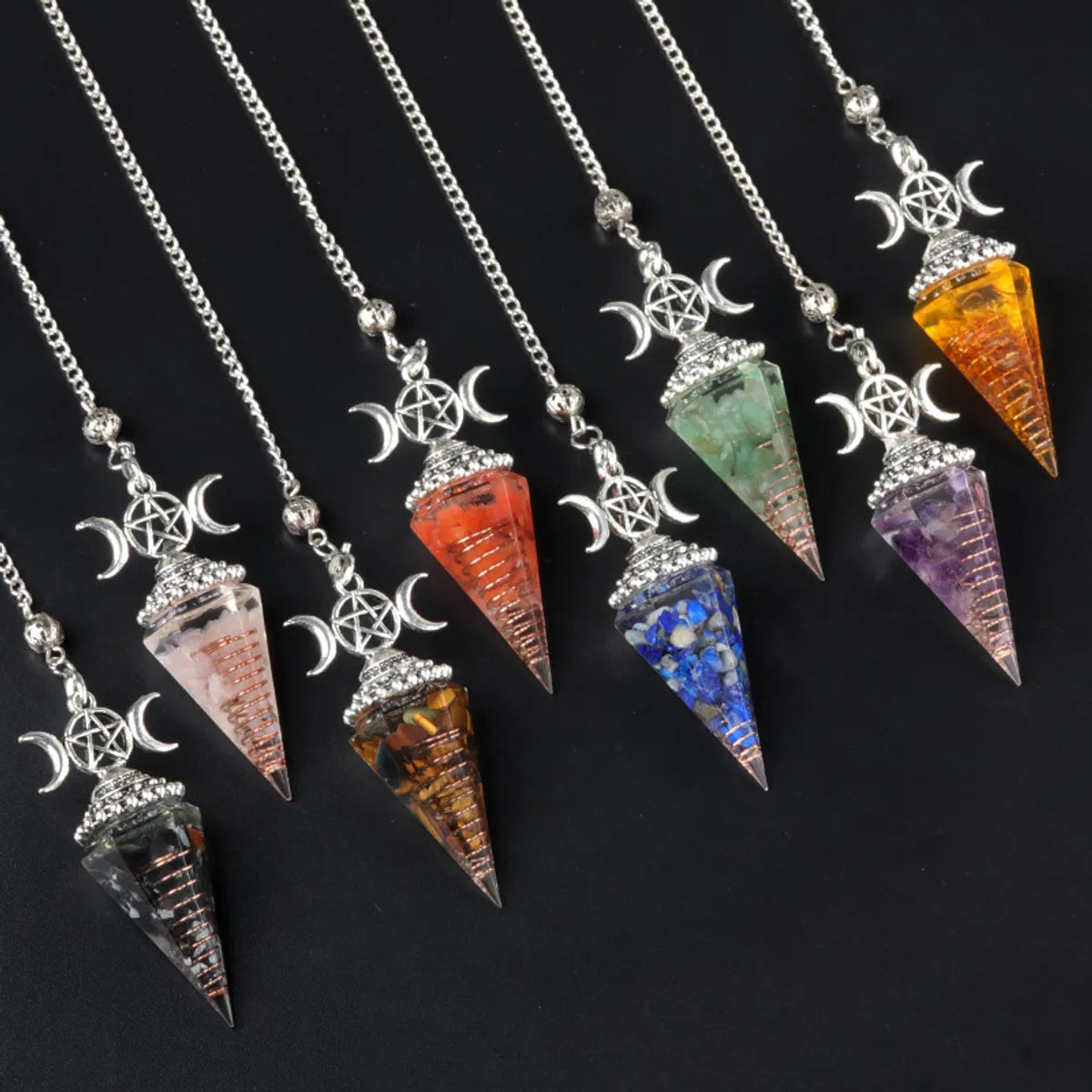 Women’s tennis necklaces-Classic Style Color Block Semi-precious Stone Patchwork Pendant Necklace