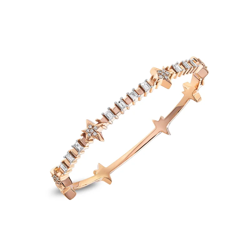 Women’s rose gold bangles-SIRIUS STAR GOLD DIAMOND BRACELET