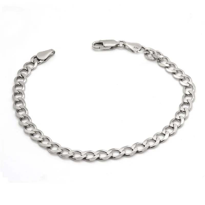 Women’s gold tennis bracelets-Silver Curb Bracelet 5mm