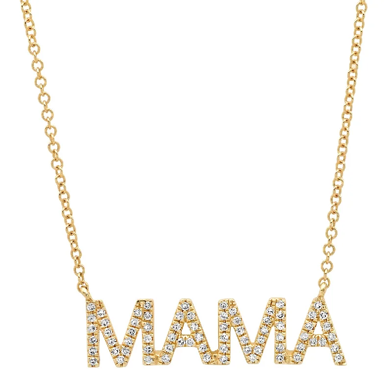 Women’s trendy pendant necklaces-Diamond MAMA Nameplate Necklace