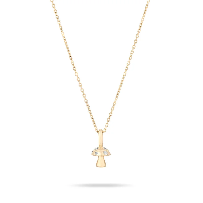 Women’s initial necklaces-Enchanted Diamond Mushroom Necklace