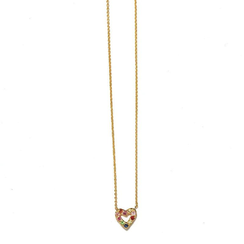 Women’s solitaire necklaces-Multicolor Tiny Open Heart Necklace