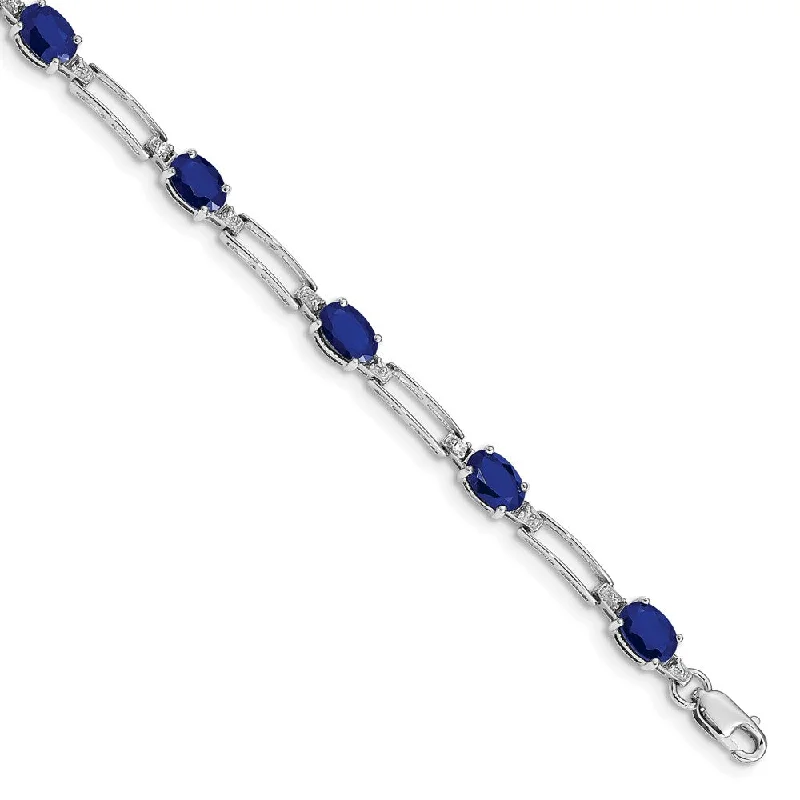 Women’s bangle bracelets-10k White Gold Diamond and Sapphire Bracelet-WBC-BM4489-SA-005-1WA