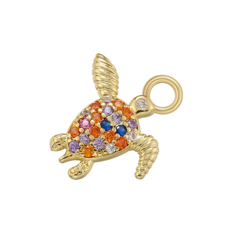 Vd1300 Golden Colorful Crystals Turtle