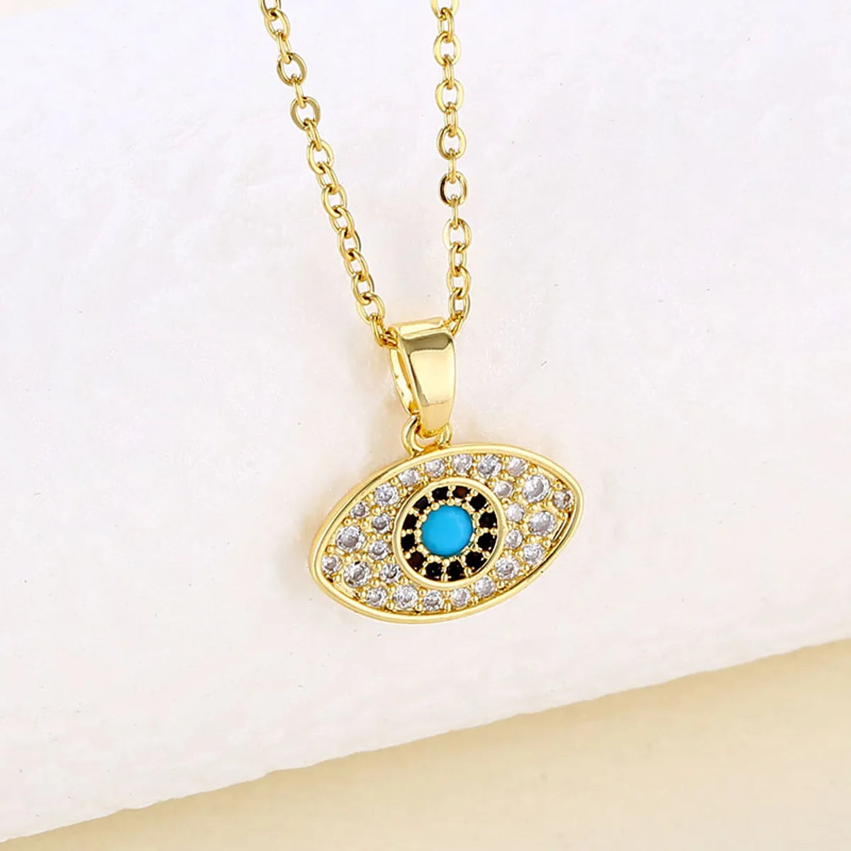 Women’s bar necklaces-Casual Modern Style Devil's Eye Stainless Steel Plating Inlay Opal Zircon 18k Gold Plated Pendant Necklace