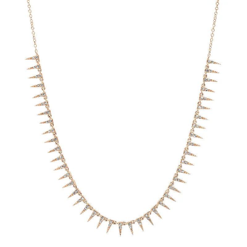 Women’s romantic gold necklaces-Delicate Diamond Spikes Necklace