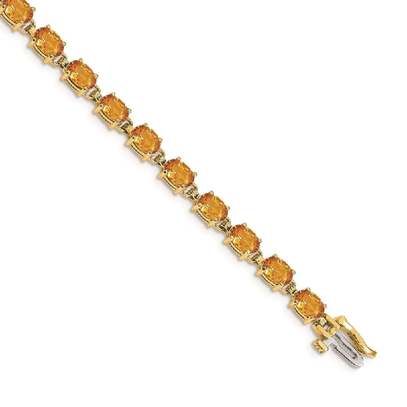 Women’s minimalist bracelets-14k 6x4mm Oval Citrine Bracelet-WBC-BM4500-CI-Y