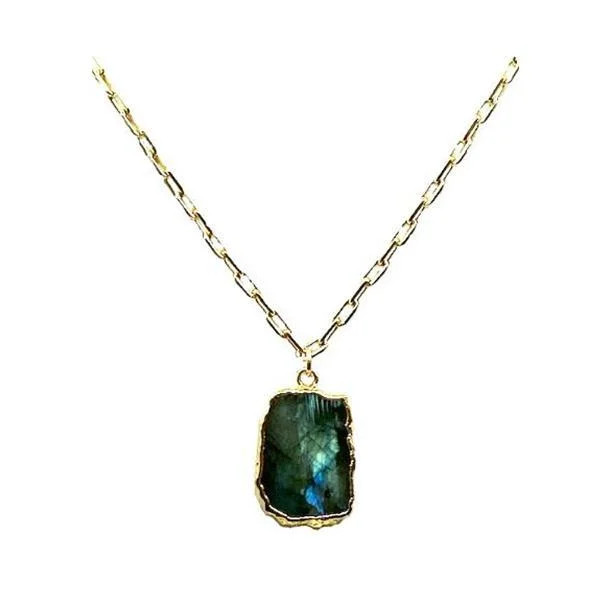 Women’s circle necklaces-Electroform Pendant on Gold Fill Link Chain: Labradorite (NGCP749LD)