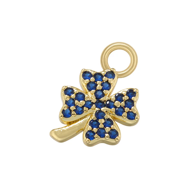 Vd1306 Golden Blue Diamond Four-Leaf Clover