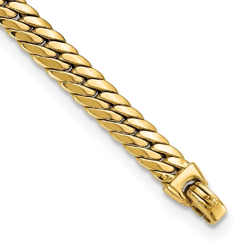 Women’s heart-shaped bangles-14k Yellow Gold Large Snake Chain Bracelet, 7.5" (W-7.46mm)