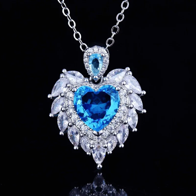 Sea Blue Diamond Pendant [without Chain]]