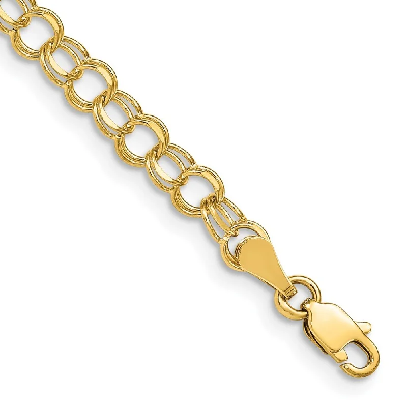 Women’s diamond bracelets-14k Yellow Gold 4mm Double Link Charm Bracelet, 7"