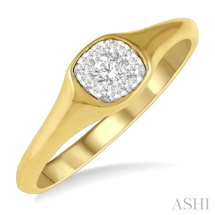 Women's halo diamond engagement rings-1/6 ctw Cushion Shape Lovebright Diamond Ring in 14K Yellow and White Gold