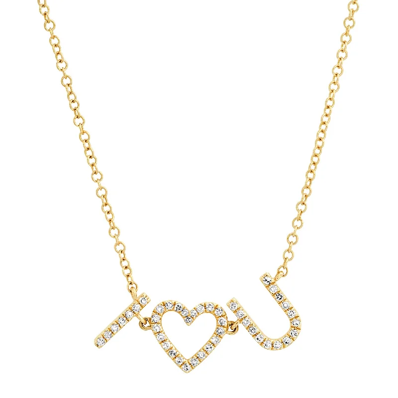 Women’s diamond tennis necklaces-I  LOVE U Diamond Necklace