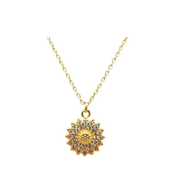 Women’s designer necklaces-Sunflower Pendant: Gold Fill & CZ (NGCP465SFL)