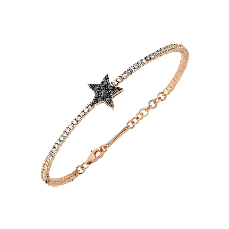 Women’s pearl cuff bracelets-FIVE STAR CUFF BLACK DIAMOND BRACELET