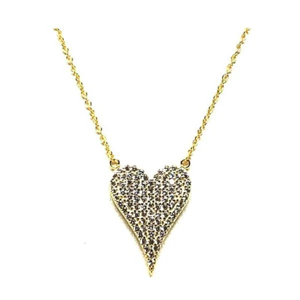 Women’s romantic gold necklaces-Micropave Heart Necklace: Gold Vermeil: (NGCP45HRT)