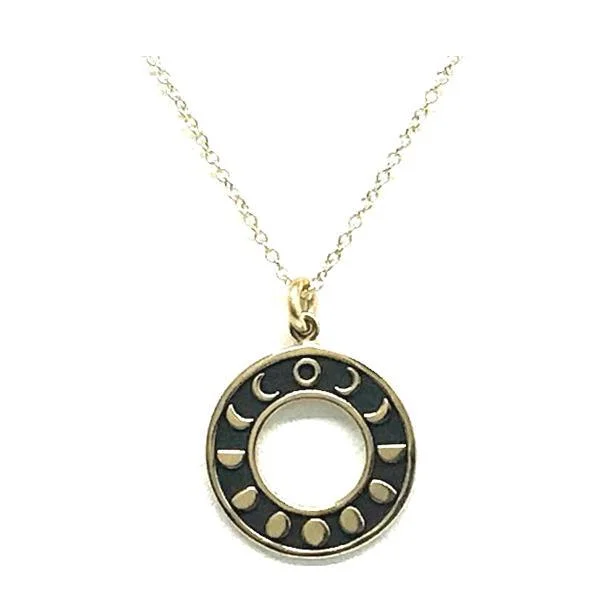 Women’s wedding necklaces-Mixed Metal: Bronze Round Moon Phase: Gold Fill Chain (NCGP460MN)