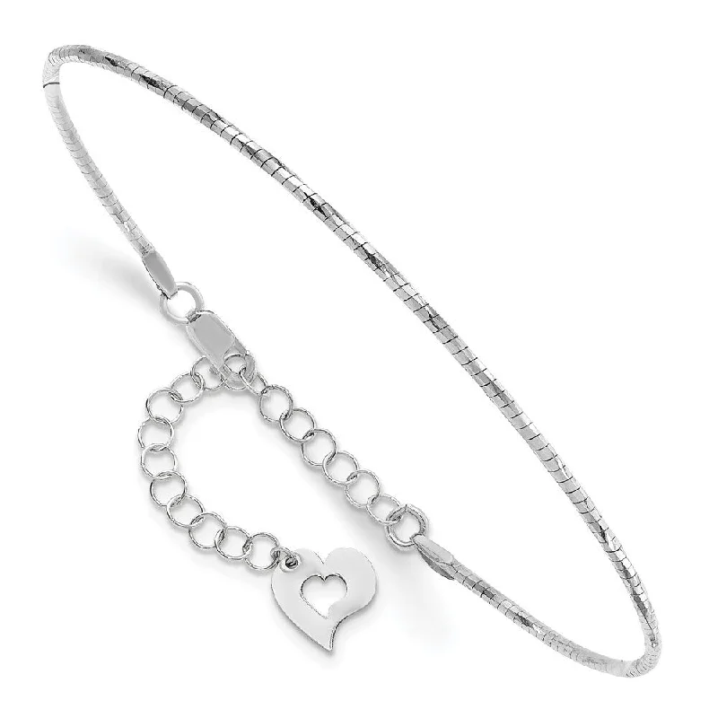 Women’s pearl bracelets with diamonds-14K White Gold Round Twisted Omega Bracelet, 7.5" w/2in. Extender