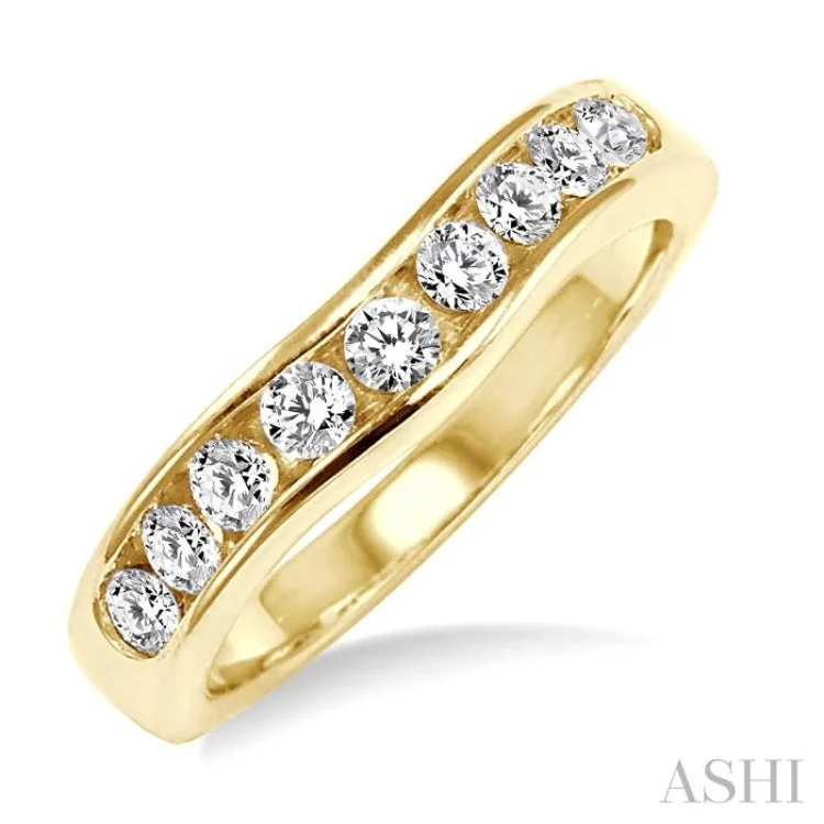 Women's custom design engagement rings-1/2 ctw Round Cut Diamond Matching Wedding Band in 14K Yellow Gold