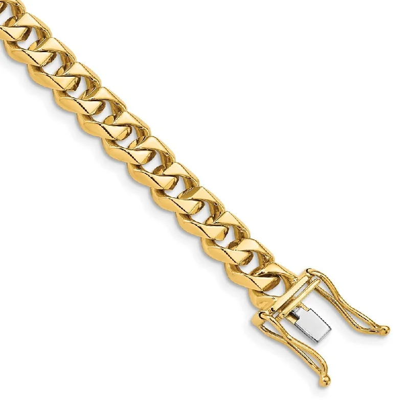 Women’s beaded bracelets-14k Yellow Gold 7mm Hand-polished Traditional Link Bracelet, 8"