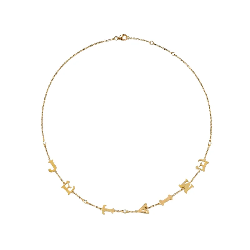 Women’s diamond solitaire necklaces-Je T'aime Gold & Diamond Necklace