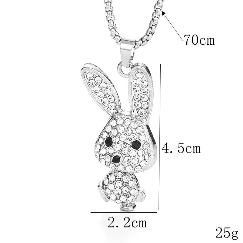 Full Diamond Rabbit [Titanium Steel Necklace]]