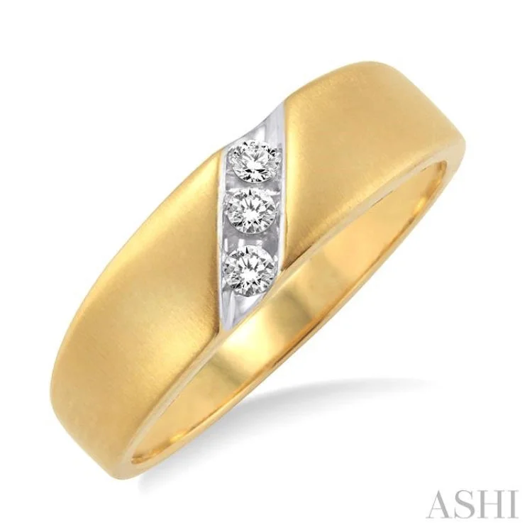 Women's two-tone engagement rings-1/8 ctw Round Cut Diamond Men's Ring in 14K Yellow Gold