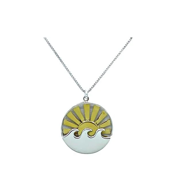 Women’s silver chain necklaces-Mixt Metal: Sun & Wave Charm Necklace: Sterling Silver (NCSP46WVE)