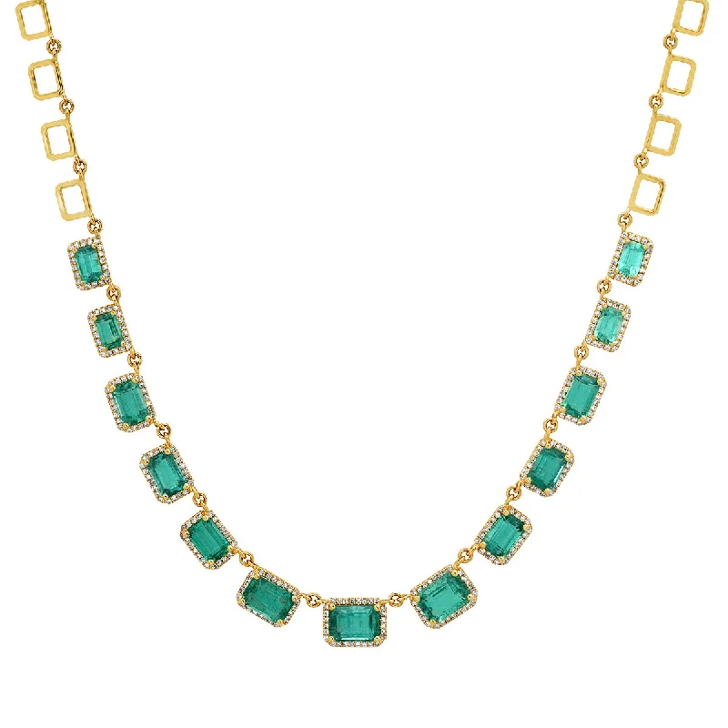 Women’s circle necklaces-Divine Emerald & Diamond Collar Necklace