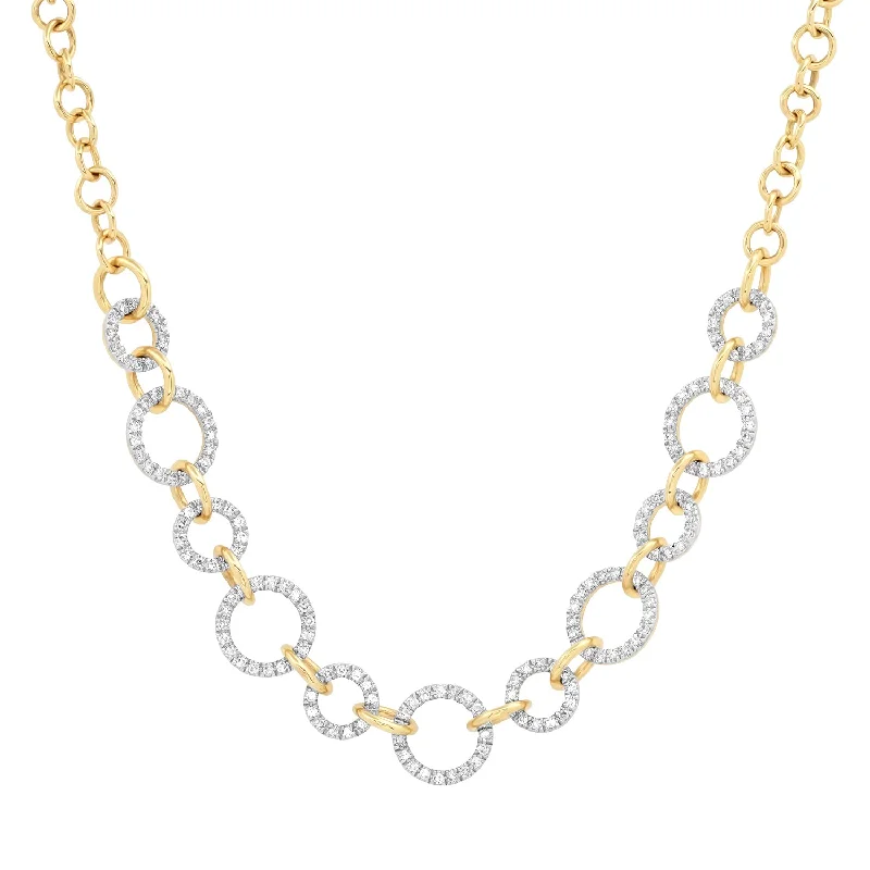 Women’s fashion necklaces-Deco Diamond Circles Charm Necklace