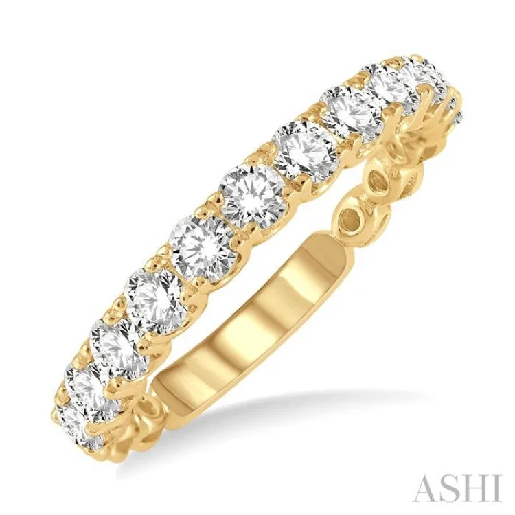 Women's diamond halo engagement rings-1.00 ctw Lattice Round Cut Diamond Wedding Band in 14K Yellow Gold