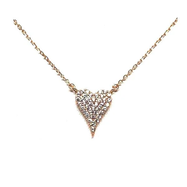 Women’s elegant pendant necklaces-Small Heart Pave Necklace: Gold Vermeil: (NGC45HRT/S)