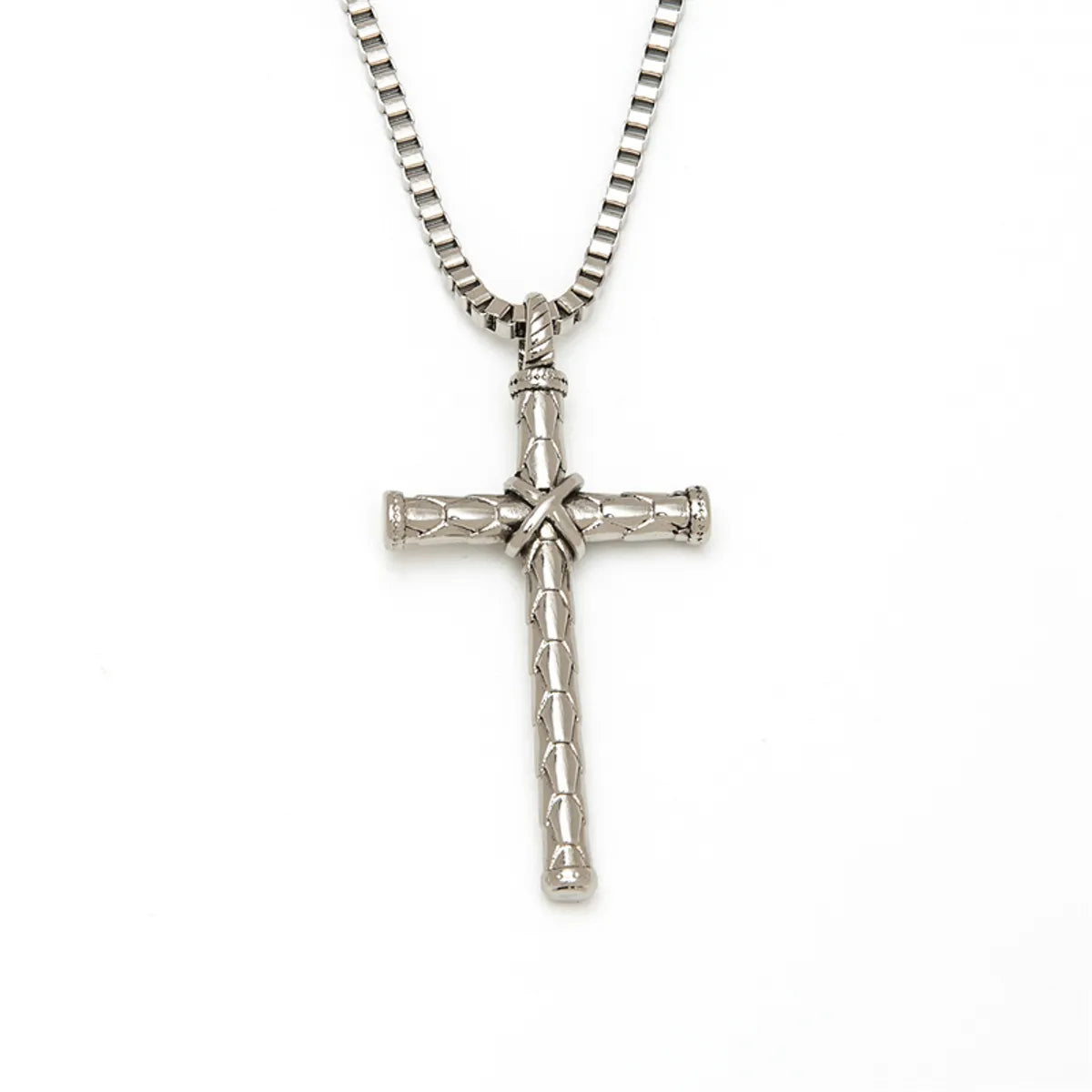 Women’s pendant chain necklaces-Cross-border  Retro Retro Titanium Steel Knotted Cross Necklace Hiphop Personality Cross Pendant