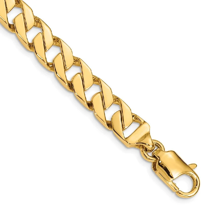 Women’s personalized bracelets-14k Yellow Gold 8.5mm Hand-polished Fancy Link Bracelet, 8"