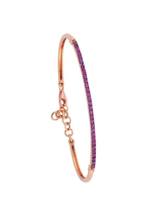 Women’s tennis bracelets-PINK SAPPHIRE THIN CLAMP BRACELET