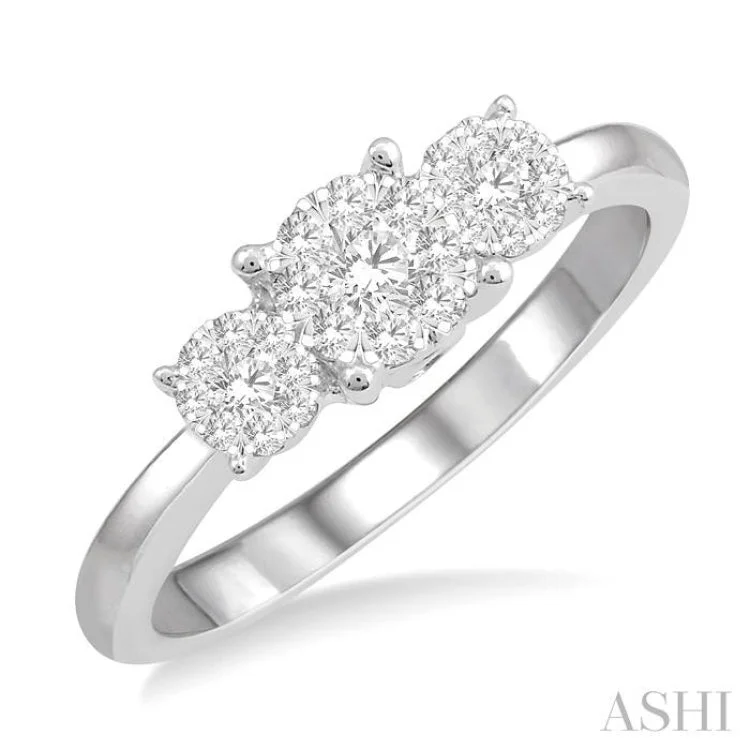 Women's halo diamond engagement rings-1/3 ctw Lovebright Round Cut Diamond Ring in 14K White Gold