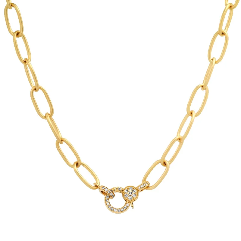 Women’s simple gold necklaces-The Ultimate Oval Link Gold Chain with Diamond Clasp