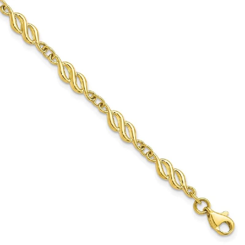 Women’s diamond charm bracelets-Leslie's 10k Yellow Gold Bracelet, 7.25" (W-7.25mm)