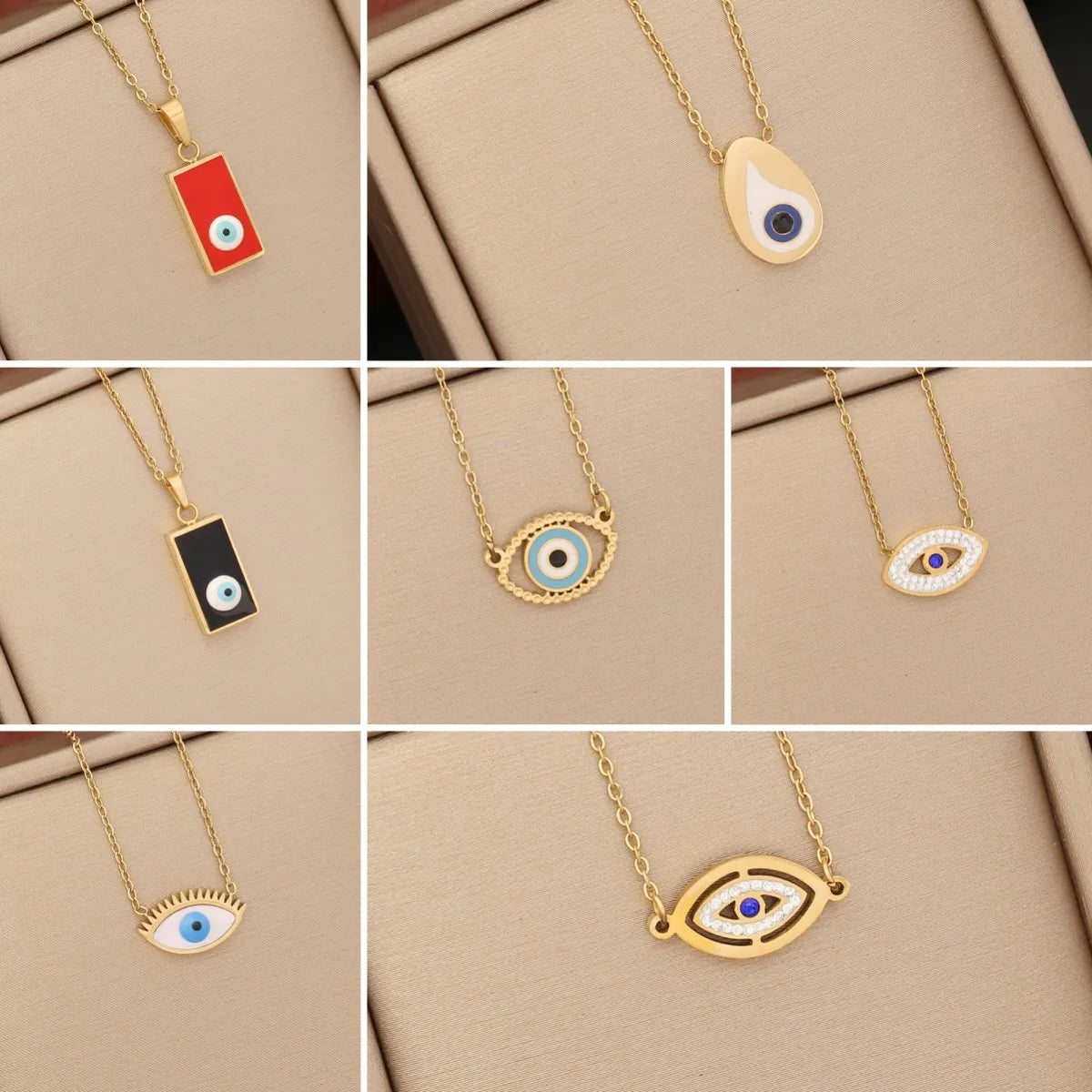 Women’s fine jewelry necklaces-1 Piece Fashion Devil's Eye Stainless Steel Enamel Hollow Out Inlay Zircon Pendant Necklace