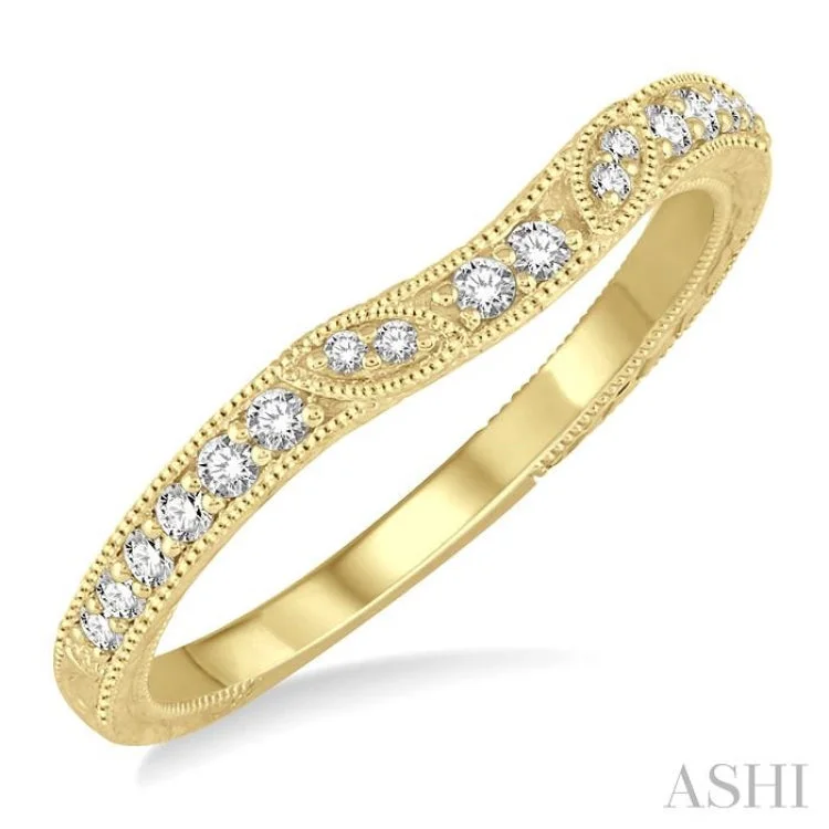 Women's custom engagement rings-1/6 ctw Round Cut Diamond Wedding Band in 14K Yellow Gold