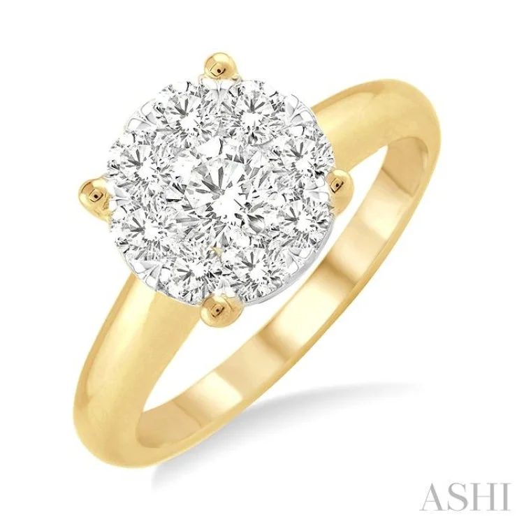 Women's modern engagement rings-1.00 ctw Lovebright Round Cut Diamond Ring in 14K Yellow and White Gold